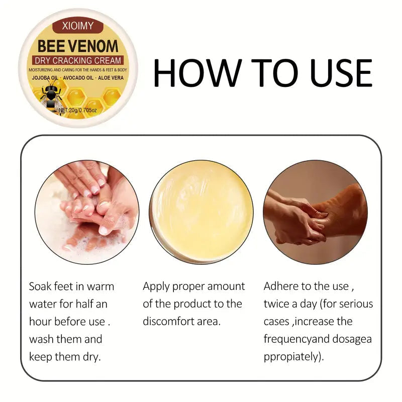 BeeRelief™ - Bee Venom Dry Crack Cream 🐝✨ Deep Moisturizing & Hydrating for Hands, Feet & Body