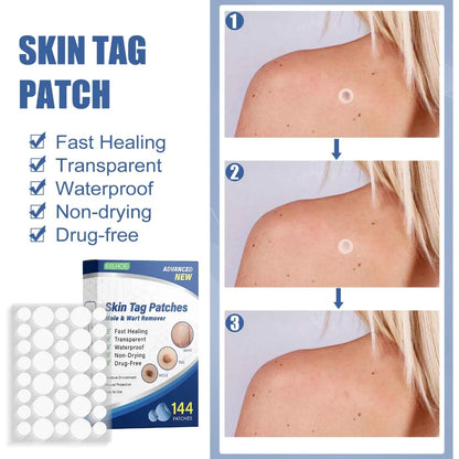 EELHOE Skin Tag Patch Mole and Wart Remover Herbal Extract Invisible Warts Stickers 144pcs