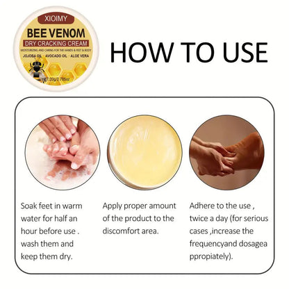 BeeRelief™ - Bee Venom Dry Crack Cream 🐝✨  Deep Moisturizing & Hydrating for Hands, Feet & Body